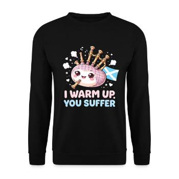 cornemuse cornemuse je m’échauffe tu souffres - Sweat-shirt Unisexe - noir - Devant - Alina (178cm) & Michal (187cm)