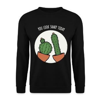 Kaktus Wortwitz - Unisex Pullover - Schwarz - Vorne - Alina (178cm) & Michal (187cm)