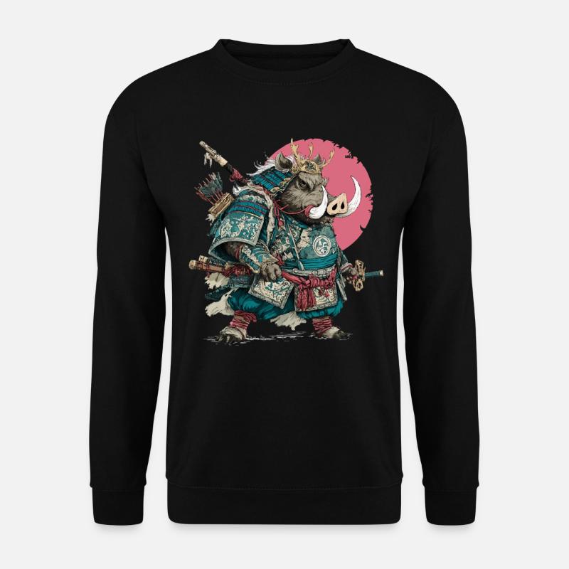 Boar Samurai in Teal Armor - Unisex Sweatshirt - black