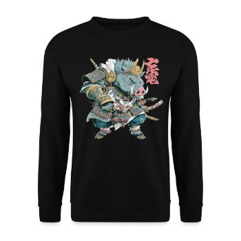 Boar Samurai Armor - Unisex Sweatshirt - black - Front - Alina (178cm) & Michal (187cm)