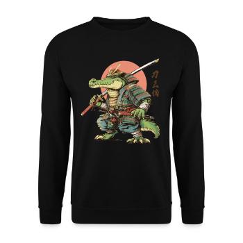 Gator Samurai Warrior - Unisex Sweatshirt - black - Front - Alina (178cm) & Michal (187cm)