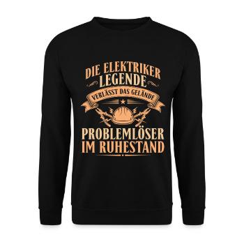Retired Electrician Legend - Retirement Gift - Unisex Sweatshirt - black - Front - Alina (178cm) & Michal (187cm)