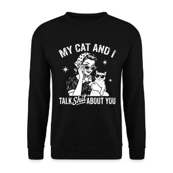 Style chat et paroles coquines Chats qui parlent comme des merdes - Sweat-shirt Unisexe - noir - Devant - Alina (178cm) & Michal (187cm)