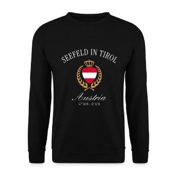 Seefeld in Tirol Österreich – Reise Souvenir - Unisex Pullover - Schwarz - Vorne - Alina (178cm) & Michal (187cm)