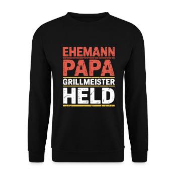 Father's Day Grill Master Dad Husband Men - Unisex Sweatshirt - black - Front - Alina (178cm) & Michal (187cm)