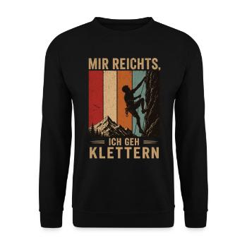 Mir reichts Ich geh klettern Retro Bergsport - Unisex Pullover - Schwarz - Vorne - Alina (178cm) & Michal (187cm)