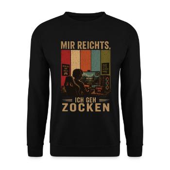 Mir reichts Ich geh zocken Retro Gamer Shirt - Unisex Pullover - Schwarz - Vorne - Alina (178cm) & Michal (187cm)