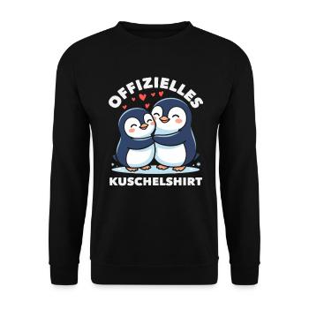 Offizielles Kuschelshirt Pinguine Liebe - Unisex Pullover - Schwarz - Vorne - Alina (178cm) & Michal (187cm)
