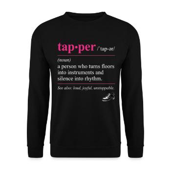 Définition : claquettes, claquettes, claquettes, danse - Sweat-shirt Unisexe - noir - Devant - Alina (178cm) & Michal (187cm)
