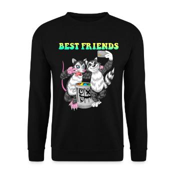Best Friends Opossum And Raccoon Funny Trash Pals - Unisex Sweatshirt - black - Front - Alina (178cm) & Michal (187cm)