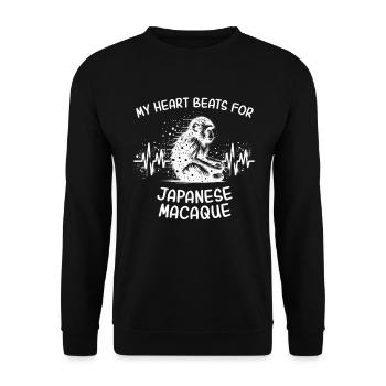 Japanmakak Herzlinie - Unisex Pullover - Schwarz - Vorne - Alina (178cm) & Michal (187cm)
