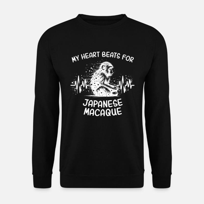 Japanese macaque heartline - Unisex Sweatshirt - black