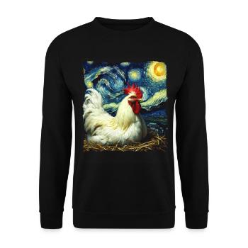 Leghorn Hühner Starry Night - Unisex Pullover - Schwarz - Vorne - Alina (178cm) & Michal (187cm)