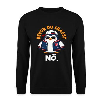 Avant que tu ne demandes, non, Pingouin qui dit - Sweat-shirt Unisexe - noir - Devant - Alina (178cm) & Michal (187cm)