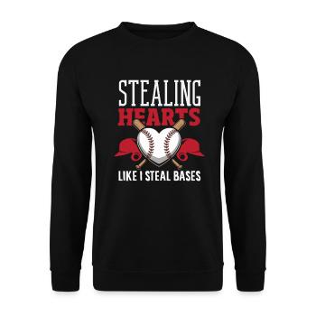 Baseball Saying Hearts and Bases Stealing - Unisex Sweatshirt - black - Front - Alina (178cm) & Michal (187cm)