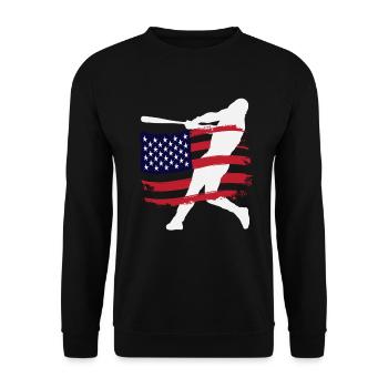Silhouette du joueur de baseball du drapeau américain - Sweat-shirt Unisexe - noir - Devant - Alina (178cm) & Michal (187cm)