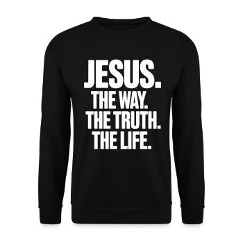 Jesus Der Weg Die Wahrheit Das Leben Johannes 14:6 - Unisex Pullover - Schwarz - Vorne - Alina (178cm) & Michal (187cm)