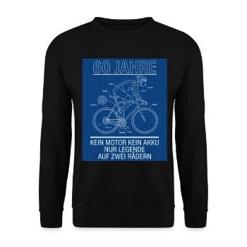 60. Geburtstag Fahrrad Rennrad - Unisex Pullover - Schwarz - Vorne - Alina (178cm) & Michal (187cm)