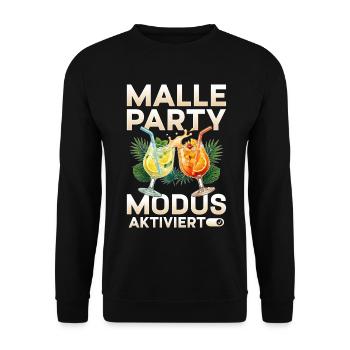 Malle Party Modus Aktiviert - Unisex Pullover - Schwarz - Vorne - Alina (178cm) & Michal (187cm)