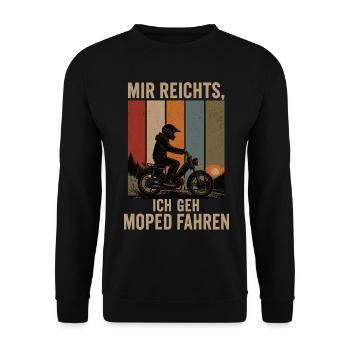 Mir reichts Ich geh Moped fahren Retro Moped - Unisex Pullover - Schwarz - Vorne - Alina (178cm) & Michal (187cm)