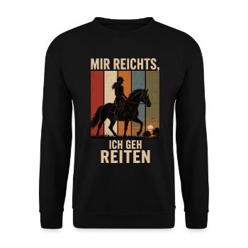 Mir reichts Ich geh reiten Retro Reiter Shirt - Unisex Pullover - Schwarz - Vorne - Alina (178cm) & Michal (187cm)