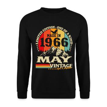 Cadeau d’anniversaire Vintage Born de mai 1966 - Sweat-shirt Unisexe - noir - Devant - Alina (178cm) & Michal (187cm)