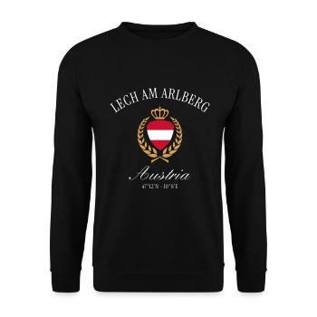 Lech am Arlberg Österreich – Reise Souvenir - Unisex Pullover - Schwarz - Vorne - Alina (178cm) & Michal (187cm)