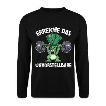Gewichtheber ERREICHE DAS UNVORSTELLBARE Lustig - Unisex Pullover - Schwarz - Vorne - Alina (178cm) & Michal (187cm)
