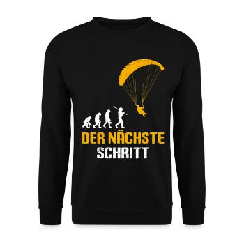 Paraglider Geschenk DER NÄCHSTE SCHRITT - Unisex Pullover - Schwarz - Vorne - Alina (178cm) & Michal (187cm)