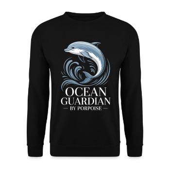 Ocean Guardian By Porpoise Schweinswal - Unisex Sweatshirt - black - Front - Alina (178cm) & Michal (187cm)