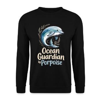 Ocean Guardian By Porpoise Schweinswal - Unisex Sweatshirt - black - Front - Alina (178cm) & Michal (187cm)