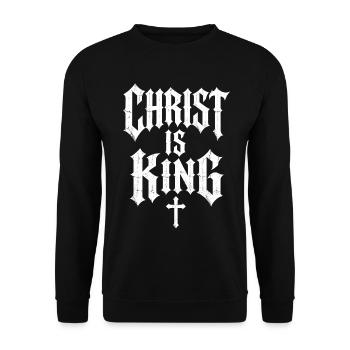 Christian Believers Christ Is King - Unisex Sweatshirt - black - Front - Alina (178cm) & Michal (187cm)