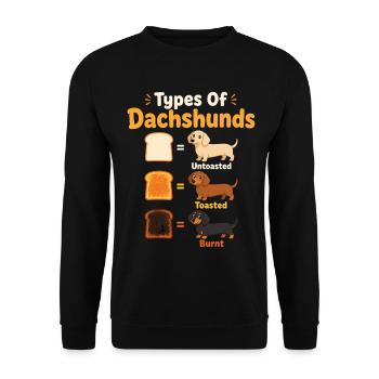 Lustige Arten von Dackelhunden - Unisex Pullover - Schwarz - Vorne - Alina (178cm) & Michal (187cm)