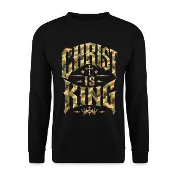 Christian Believers Christ Is King Camo - Unisex Sweatshirt - black - Front - Alina (178cm) & Michal (187cm)