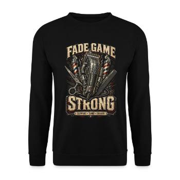 Barber Barbier Fade Game Strong - Unisex Pullover - Schwarz - Vorne - Alina (178cm) & Michal (187cm)