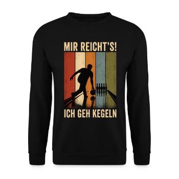 Mir reicht's Ich geh kegeln Retro Kegler Shirt - Unisex Pullover - Schwarz - Vorne - Alina (178cm) & Michal (187cm)