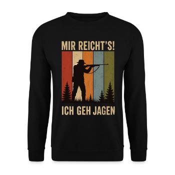 Mir reicht's Ich geh jagen Retro Jäger Shirt - Unisex Pullover - Schwarz - Vorne - Alina (178cm) & Michal (187cm)