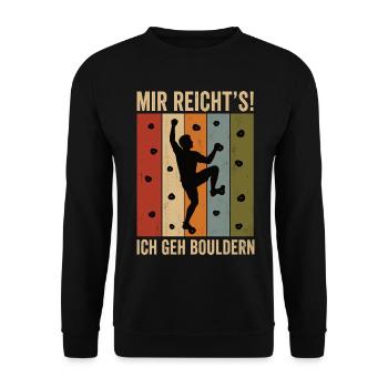 Mir reicht's Ich geh bouldern Retro Boulder Shirt - Unisex Pullover - Schwarz - Vorne - Alina (178cm) & Michal (187cm)
