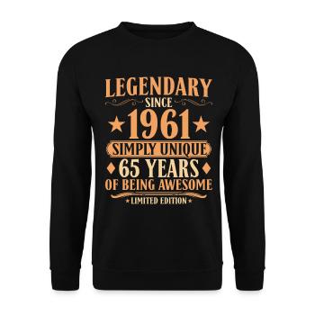 Legendary since 1961 - 65. Geburtstag Vintage - Unisex Pullover - Schwarz - Vorne - Alina (178cm) & Michal (187cm)