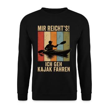 Mir reicht's Ich geh Kajak fahren Retro Kajak - Unisex Pullover - Schwarz - Vorne - Alina (178cm) & Michal (187cm)