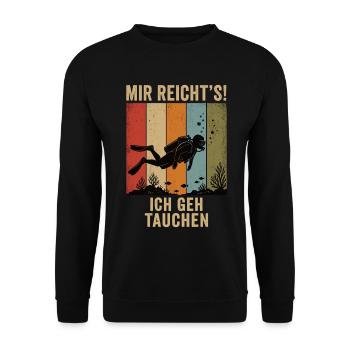 Mir reicht's Ich geh tauchen Retro Taucher Shirt - Unisex Pullover - Schwarz - Vorne - Alina (178cm) & Michal (187cm)