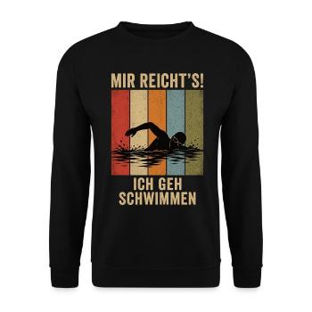 Mir reicht's Ich geh schwimmen Retro Schwimmer - Unisex Pullover - Schwarz - Vorne - Alina (178cm) & Michal (187cm)