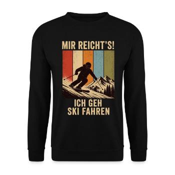 Mir reicht's Ich geh Ski fahren Retro Ski Shirt - Unisex Pullover - Schwarz - Vorne - Alina (178cm) & Michal (187cm)