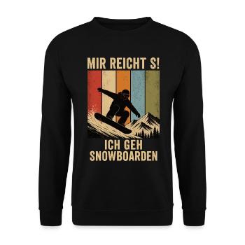 Mir reicht's Ich geh snowboarden Retro Shirt - Unisex Pullover - Schwarz - Vorne - Alina (178cm) & Michal (187cm)