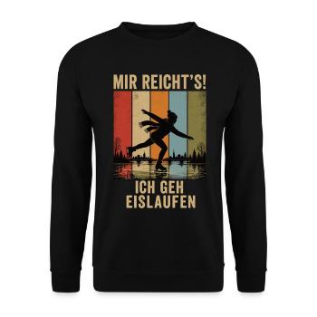 Mir reicht's Ich geh eislaufen Retro Shirt - Unisex Pullover - Schwarz - Vorne - Alina (178cm) & Michal (187cm)