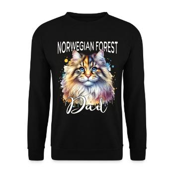 Norwegische Waldkatze Papa - Unisex Pullover - Schwarz - Vorne - Alina (178cm) & Michal (187cm)