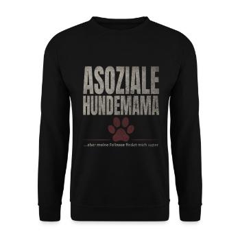 Asoziale Hundemama Fellnase - Unisex Pullover - Schwarz - Vorne - Alina (178cm) & Michal (187cm)