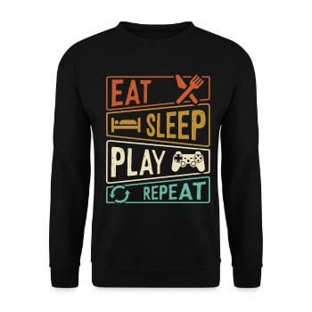 Gamer life Eat Sleep Play Repeat  - Unisex Pullover - Schwarz - Vorne - Alina (178cm) & Michal (187cm)