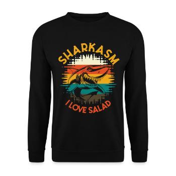 Sharkasm J’adore l’humour rétro de requin à la salade - Sweat-shirt Unisexe - noir - Devant - Alina (178cm) & Michal (187cm)
