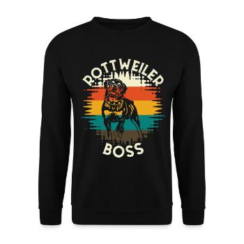 Rottweiler Alpha Leader Vintage Style - Unisex Pullover - Schwarz - Vorne - Alina (178cm) & Michal (187cm)